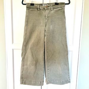 Cropped wide leg stretch jeans